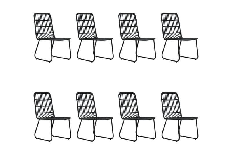 Udendørs Spisebordssæt 9 Dele Polyrattan og Glas - Sort - Havemøbler - Udendørsgruppe - Havesæt