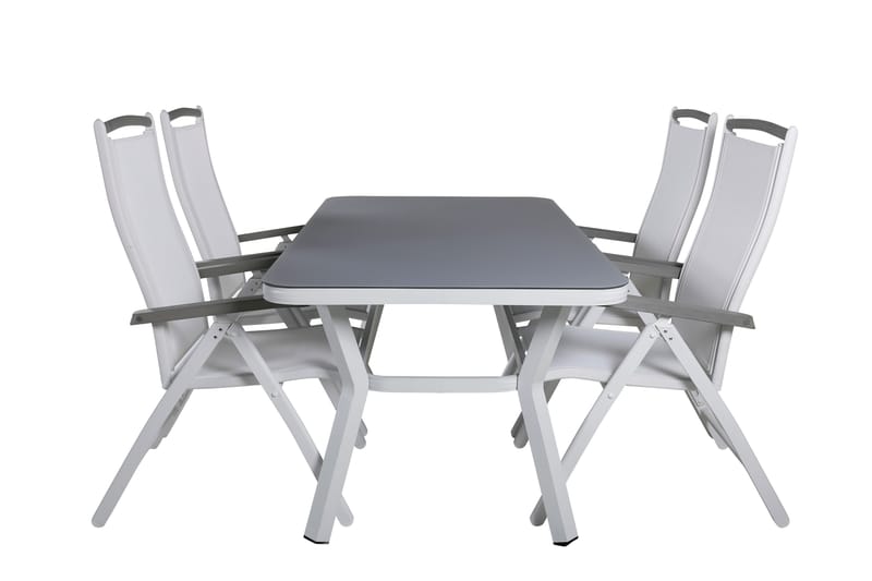 Virya Spisebordssæt 160cm + 4 Albany Positionsstole Hvid/Grå - Venture Home - Havesæt