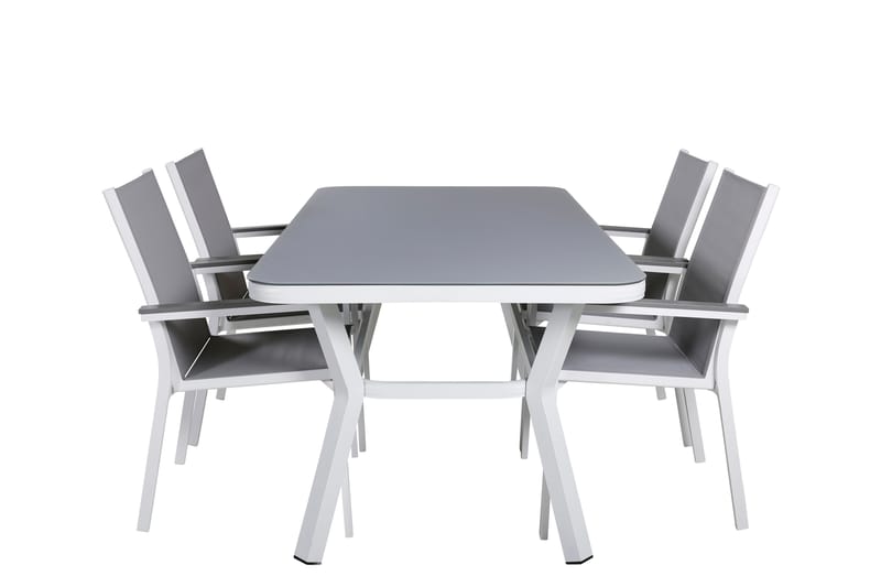 Virya Spisebordssæt 160cm + 4 Parma Stole Hvid/Grå - Venture Home - Havemøbler børn - Havesæt