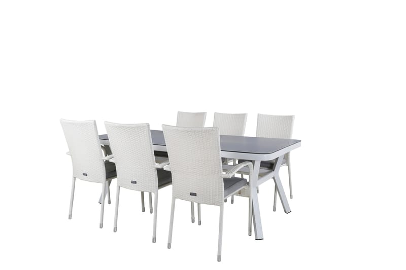 Virya Spisebordssæt 160cm + 6 Anna Stole Hvid/Grå - Venture Home - Havemøbler børn - Havesæt