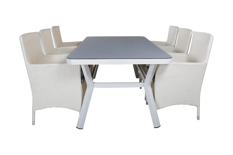 Virya Spisebordssæt 160cm + 6 Malin Armstole Sort/Grå - Venture Home - Havemøbler børn - Havesæt