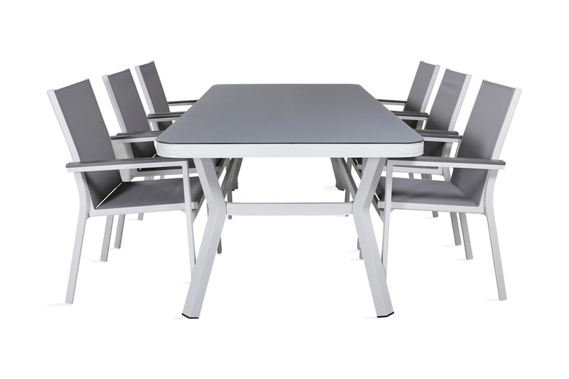 Virya Spisebordssæt 160cm + 6 Parma Stole Hvid/Grå - Venture Home - Havemøbler børn - Havesæt