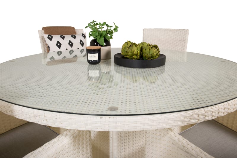 Volta Spisebordssæt Ø150cm + 6 Malin Armstole Sort/Grå - Venture Home - Havesæt