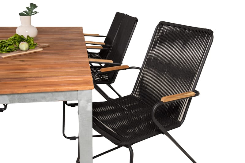 Zenia Spisebordssæt 200cm + 6 Bois Armstole Brun/Hvid/Sort - Venture Home - Havesæt