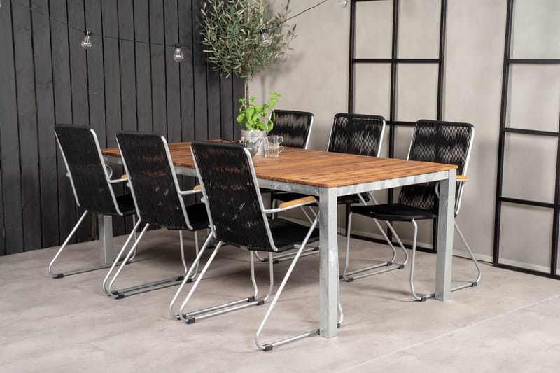 Zenia Spisebordssæt 200cm + 6 Bois Armstole Hvid - Venture Home - Havesæt
