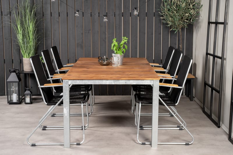 Zenia Spisebordssæt 200cm + 6 Bois Armstole Hvid - Venture Home - Havesæt