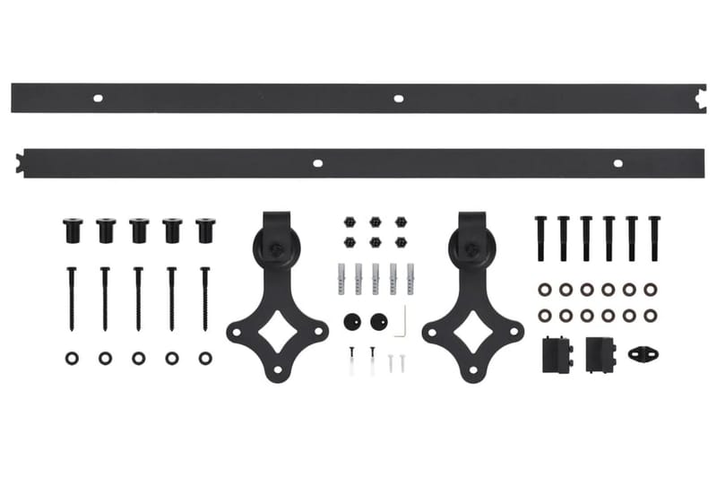 skinnesæt til skydedør 200 cm stål sort - Sort - Hus & renovering - Byggeri - Dørre & porte - Dørbeslag & dørtilbehør - Skydedørsbeslag