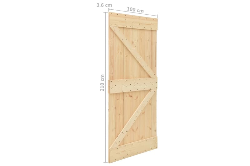 Dør 100X210 cm Massivt Fyrretræ - Brun - Hus & renovering - Byggeri - Dørre & porte - Skydedøre