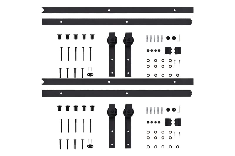 skinnesæt til skydedøre 2 stk. 200 cm stål sort - Sort - Hus & renovering - Byggeri - Dørre & porte - Skydedøre