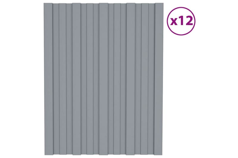 tagplader 12 stk. 60x45 cm galvaniseret stål sølvfarvet - Loftpanel-loftplader