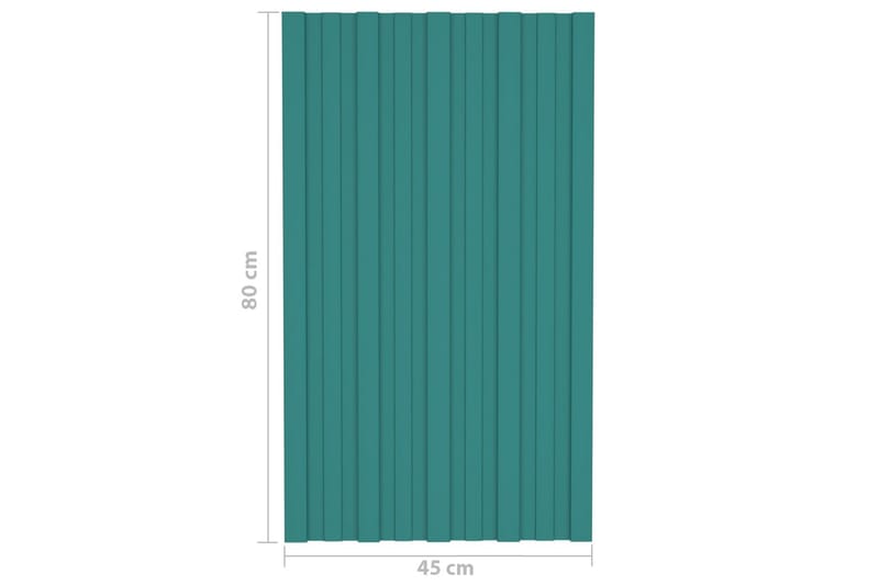 tagplader 12 stk. 80x45 cm galvaniseret stål grøn - Loftpanel-loftplader