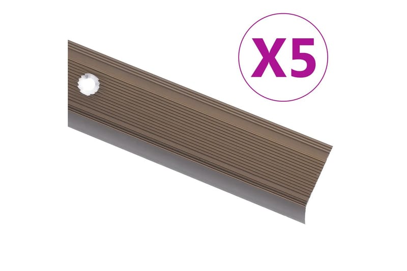 5 Stk. Trappelister L-Facon 134 cm Aluminium Brun - Brun - Hus & renovering - Byggeri - Trapper - Trapperenovering