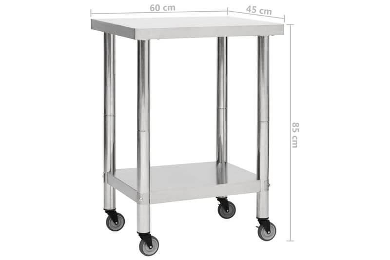 arbejdsbord med hjul til køkken 60x45x85 cm rustfrit stål - Garageinteriør & garageopbevaring - Arbejdsbænk