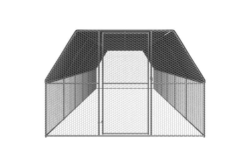 udendørs hønsegård 3x12x2 m galvaniseret stål - Sølv - Sport & fritid - Til dyrene - Fugl - Hønsehus