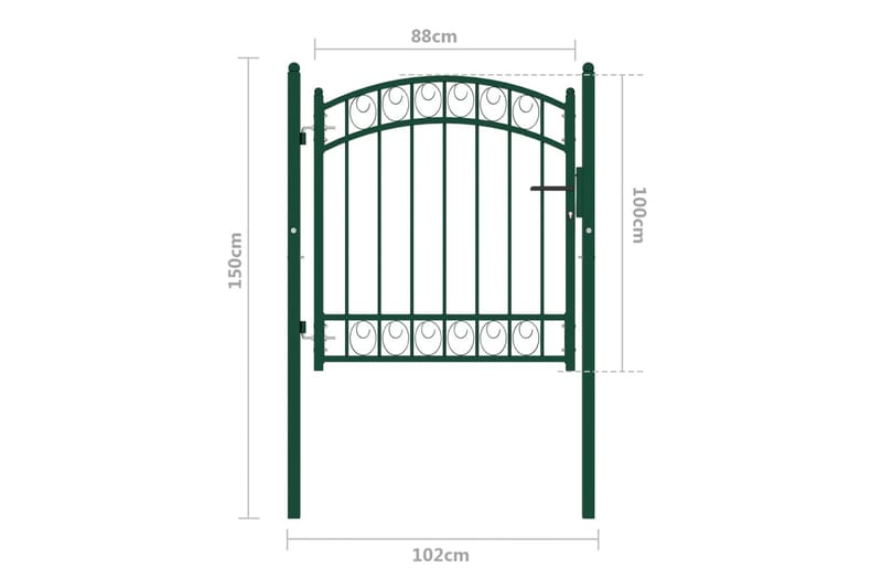 hegnslåge med buet top 100x100 cm stål grøn - Grøn - Hus & renovering - Indsynsbeskyttelse & indhegning - Låge - Låge udendørs