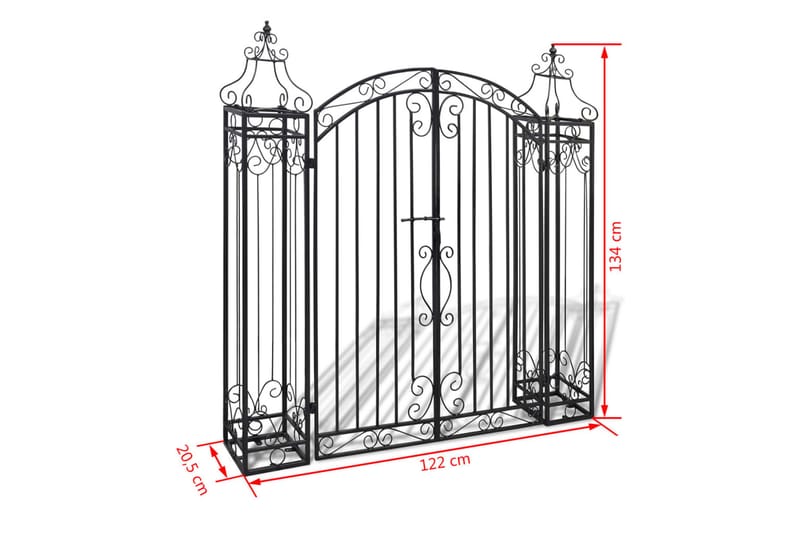 Dekorativ Haveport Smedejern 122 X 20,5 X 134 Cm - Sort - Trælåge - Låge udendørs