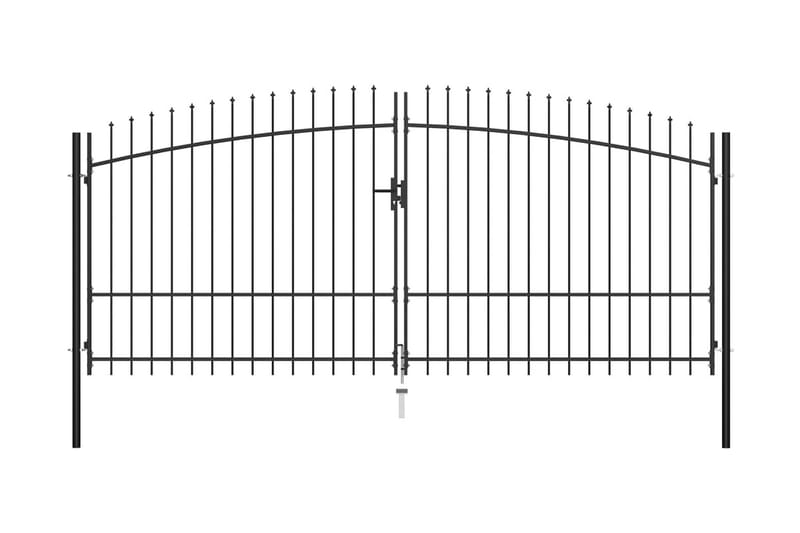 dobbelt hegnslåge med spydtop 400 x 225 cm - Sort - Trælåge - Låge udendørs