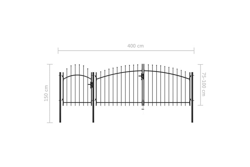 havelåge 1,5 x 4 m stål sort - Sort - Hus & renovering - Indsynsbeskyttelse & indhegning - Låge - Låge udendørs