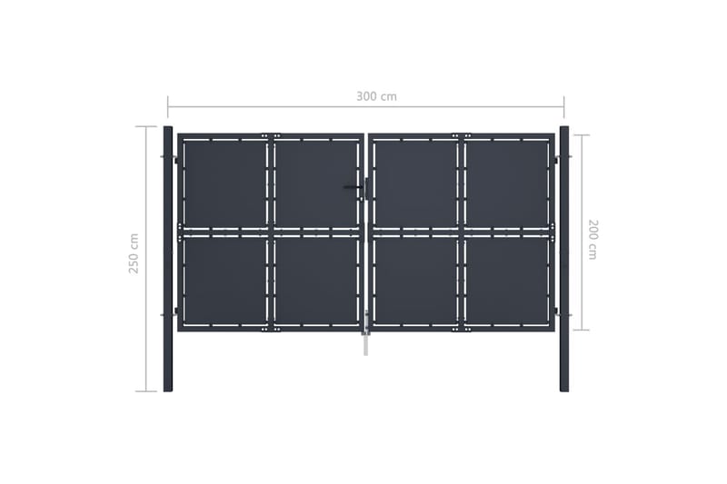 havelåge 300 x 200 cm stål antracitgrå - Grå - Hus & renovering - Indsynsbeskyttelse & indhegning - Låge - Låge udendørs