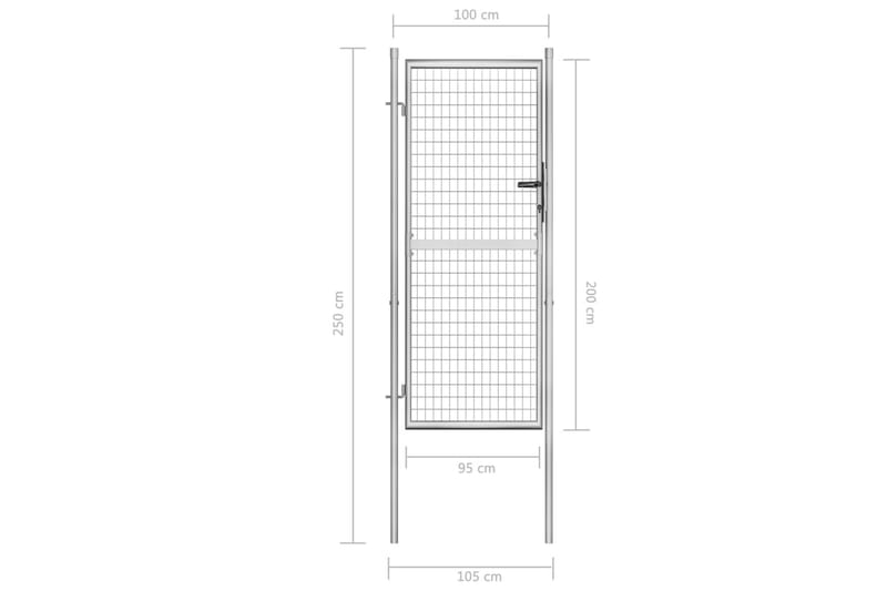 havelåge galvaniseret stål 105 x 250 cm sølvfarvet - Sølv - Hus & renovering - Indsynsbeskyttelse & indhegning - Låge - Låge udendørs