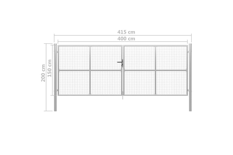 havelåge galvaniseret stål 415 x 200 cm sølvfarvet - Sølv - Hus & renovering - Indsynsbeskyttelse & indhegning - Låge - Låge udendørs