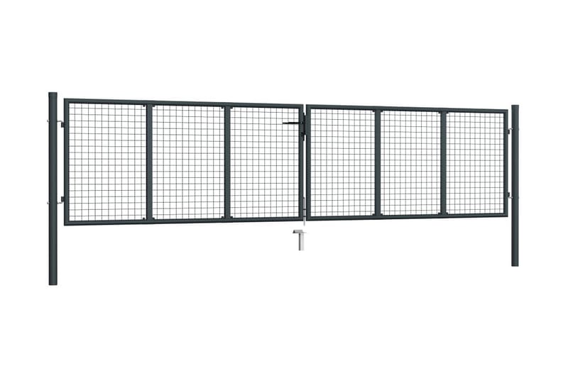 havelåge i trådnet 400x125 cm galvaniseret stål grå - Grå - Smedejernslåge & jernlåge - Låge udendørs