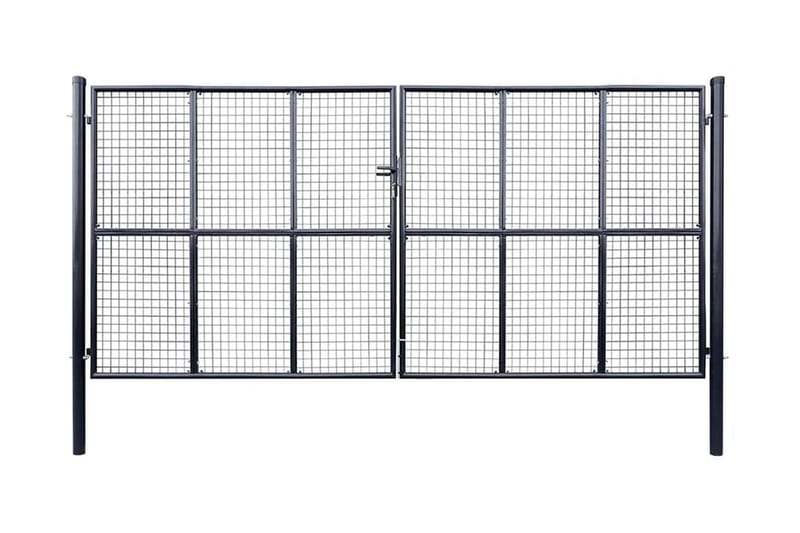 havelåge i trådnet galvaniseret stål 400 x 175 cm grå - Grå - Smedejernslåge & jernlåge - Låge udendørs