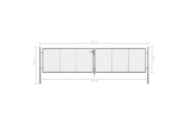 havelåge galvaniseret stål 415 x 125 cm sølvfarvet - Sølv - Hus & renovering - Indsynsbeskyttelse & indhegning - Låge - Smedejernslåge & jernlåge