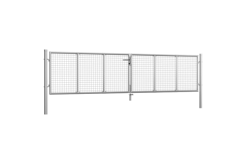 havelåge galvaniseret stål 415 x 125 cm sølvfarvet - Sølv - Hus & renovering - Indsynsbeskyttelse & indhegning - Låge - Smedejernslåge & jernlåge