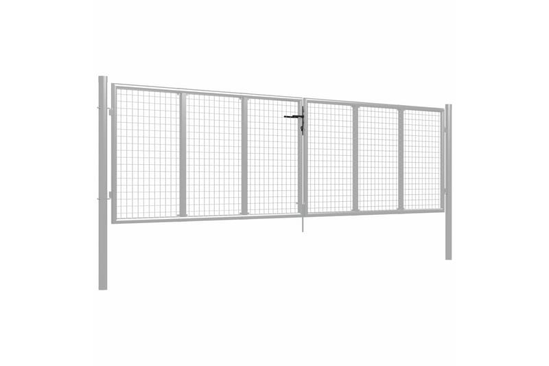 havelåge galvaniseret stål 415 x 150 cm sølvfarvet - Sølv - Hus & renovering - Indsynsbeskyttelse & indhegning - Låge - Smedejernslåge & jernlåge