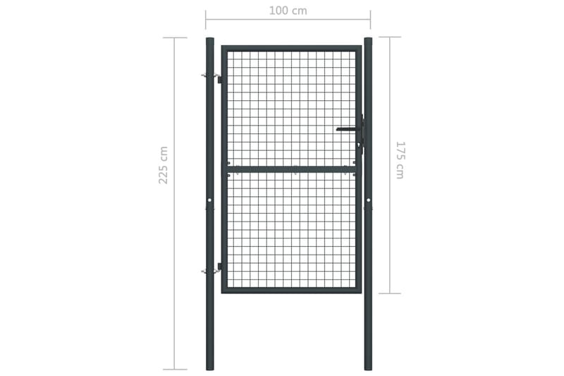 havelåge i trådnet 100x225 cm galvaniseret stål grå - Grå - Hus & renovering - Indsynsbeskyttelse & indhegning - Låge - Smedejernslåge & jernlåge