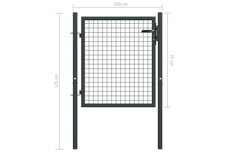 havelåge i trådnet galvaniseret stål 100 x 125 cm grå - Grå - Hus & renovering - Indsynsbeskyttelse & indhegning - Låge - Smedejernslåge & jernlåge