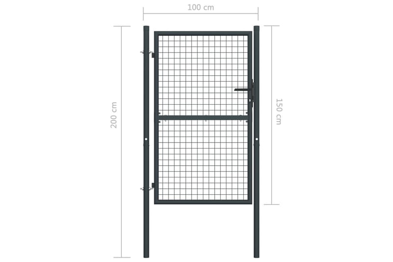 havelåge i trådnet galvaniseret stål 100x200 cm grå - Grå - Hus & renovering - Indsynsbeskyttelse & indhegning - Låge - Smedejernslåge & jernlåge