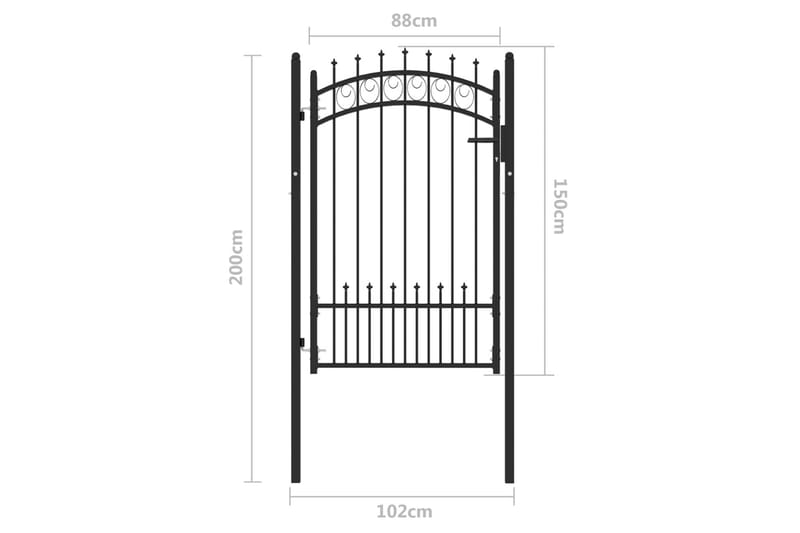 hegnslåge med spydtop 100x150 cm stål sort - Sort - Hus & renovering - Indsynsbeskyttelse & indhegning - Låge - Smedejernslåge & jernlåge