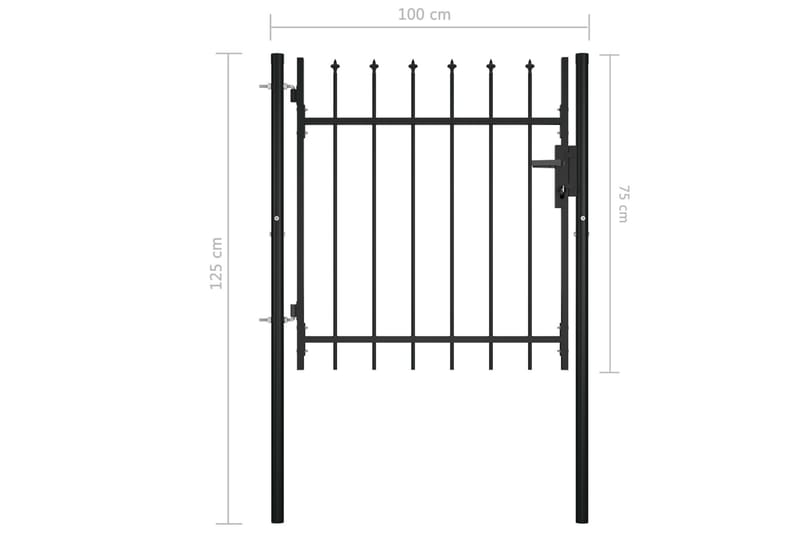 hegnslåge med spydtop 100 x 75 cm - Sort - Hus & renovering - Indsynsbeskyttelse & indhegning - Låge - Trælåge