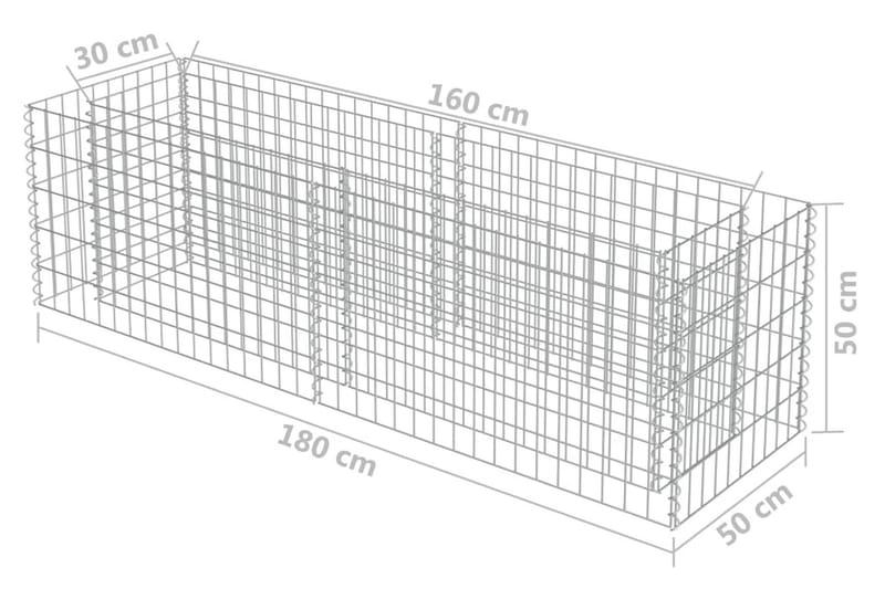 gabion-højbed 180x50x50 cm galvaniseret stål - Sølv - Hus & renovering - Indsynsbeskyttelse & indhegning - Mur - Gabion