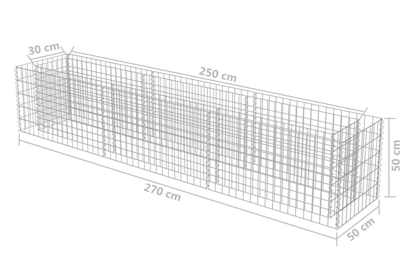 gabion-højbed 270x50x50 cm galvaniseret stål - Sølv - Hus & renovering - Indsynsbeskyttelse & indhegning - Mur - Gabion