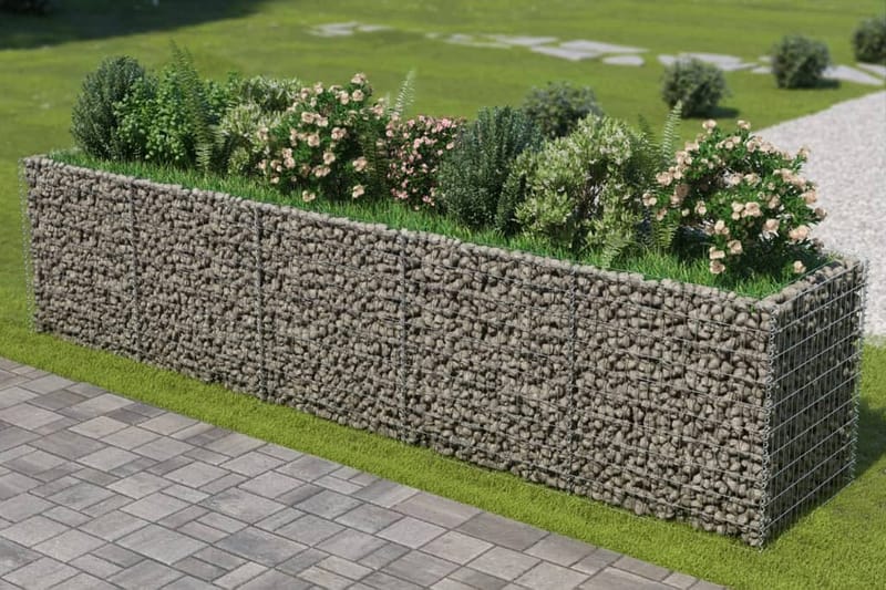 gabion-højbed 450x90x100 cm galvaniseret stål - Sølv - Hus & renovering - Indsynsbeskyttelse & indhegning - Mur - Gabion