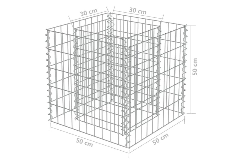 gabion-højbed 50x50x50 cm galvaniseret stål - Sølv - Hus & renovering - Indsynsbeskyttelse & indhegning - Mur - Gabion