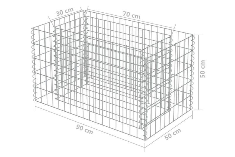 gabion-højbed 90x50x50 cm galvaniseret stål - Sølv - Hus & renovering - Indsynsbeskyttelse & indhegning - Mur - Gabion