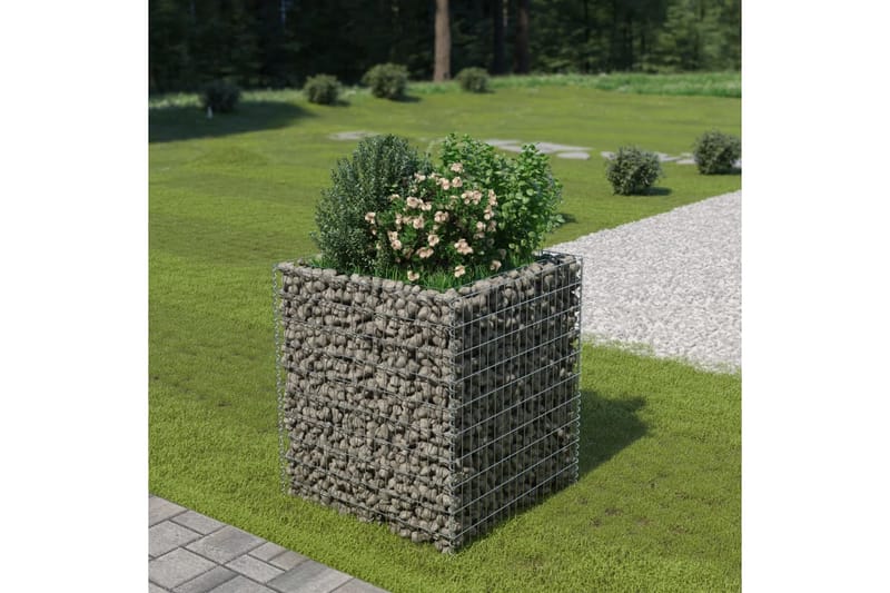 gabion-højbed 90x90x100 cm galvaniseret stål - Sølv - Hus & renovering - Indsynsbeskyttelse & indhegning - Mur - Gabion