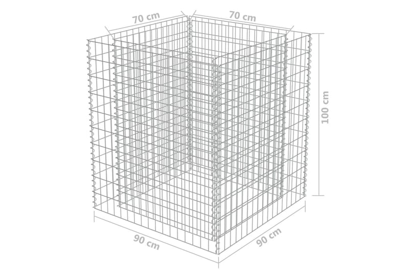 gabion-højbed 90x90x100 cm galvaniseret stål - Sølv - Hus & renovering - Indsynsbeskyttelse & indhegning - Mur - Gabion