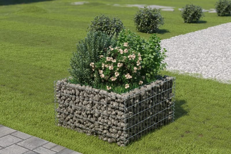 gabion-højbed 90x90x50 cm galvaniseret stål - Sølv - Hus & renovering - Indsynsbeskyttelse & indhegning - Mur - Gabion