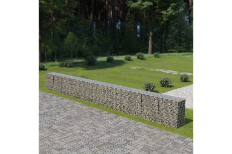 gabionvæg med dæksler galvaniseret stål 900 x 50 x 100 cm - Sølv - Hus & renovering - Indsynsbeskyttelse & indhegning - Mur - Gabion