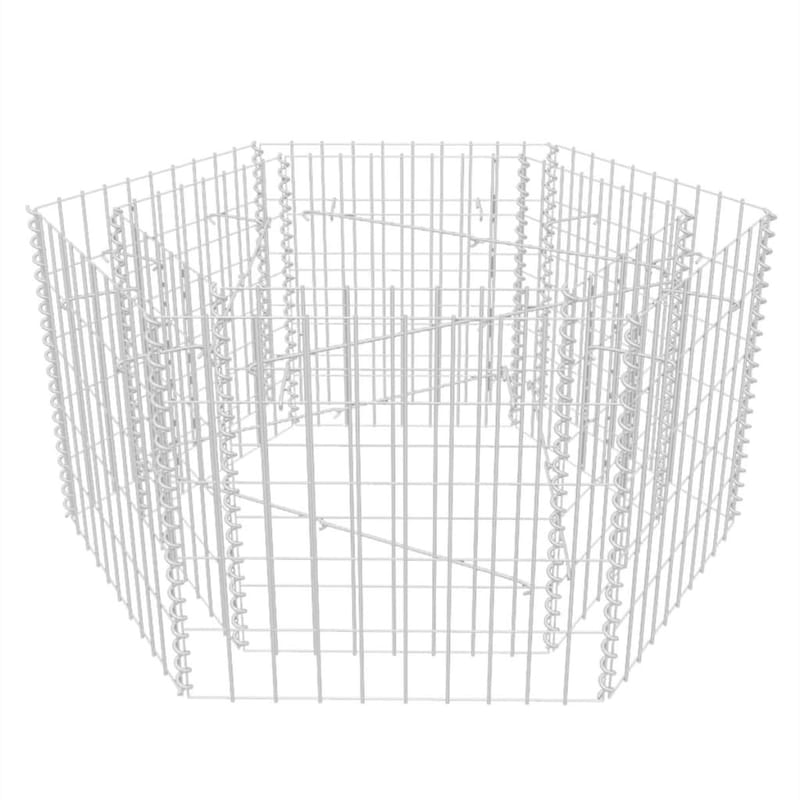 sekskantet gabion-højbed 100x90x50 cm - Sølv - Gabion