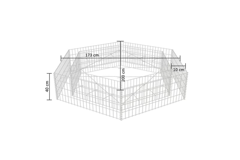 sekskantet gabion-højbed 200x173x40 cm - Sølv - Hus & renovering - Indsynsbeskyttelse & indhegning - Mur - Gabion