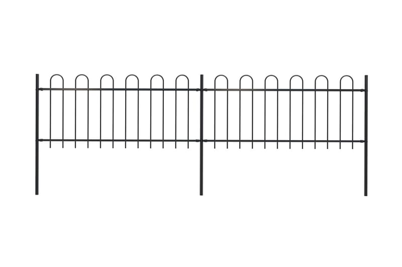Havehegn Med Buet Top 3,4 X 0,8 M Sort Stål - Sort - Hus & renovering - Indsynsbeskyttelse & indhegning - Stakit - Smedejernshegn & jernstakit