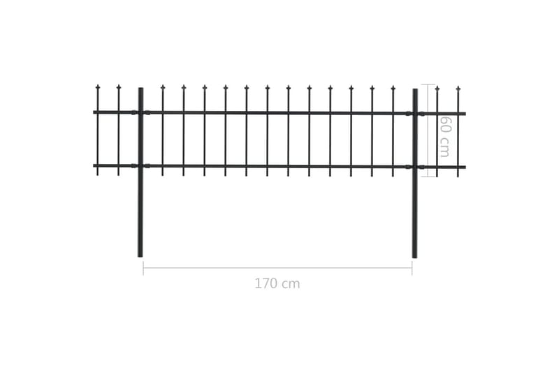 havehegn med spydspids 17 x 0,6 m stål sort - Hus & renovering - Indsynsbeskyttelse & indhegning - Stakit - Smedejernshegn & jernstakit