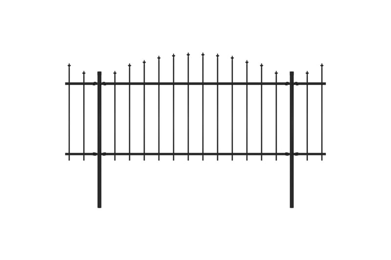 Havehegn med spydtop (1,25-1,5) x 15,3 m sort stål - Sort - Smedejernshegn & jernstakit