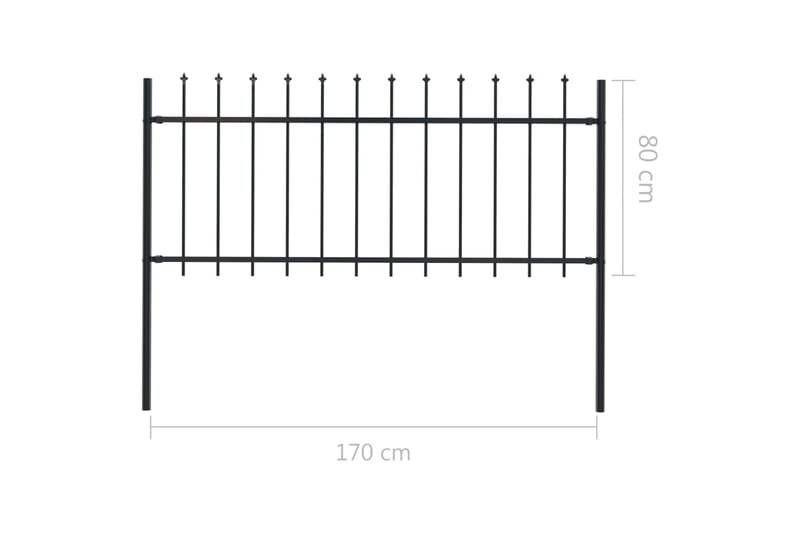 havehegn med spydtop 1,7 x 0,8 m stål sort - Sort - Hus & renovering - Indsynsbeskyttelse & indhegning - Stakit - Smedejernshegn & jernstakit